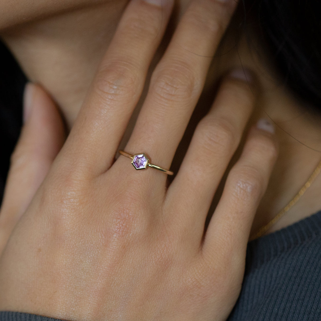 Mauve Sapphire Tiny Treasure Ring