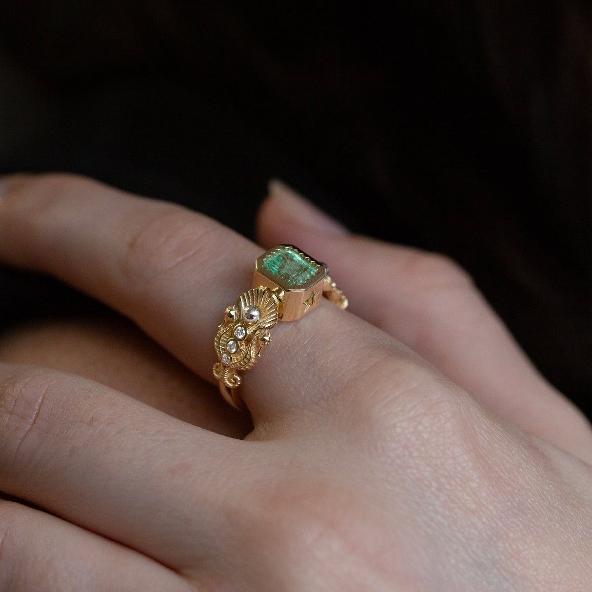 Mermaid Lagoon Emerald Ring