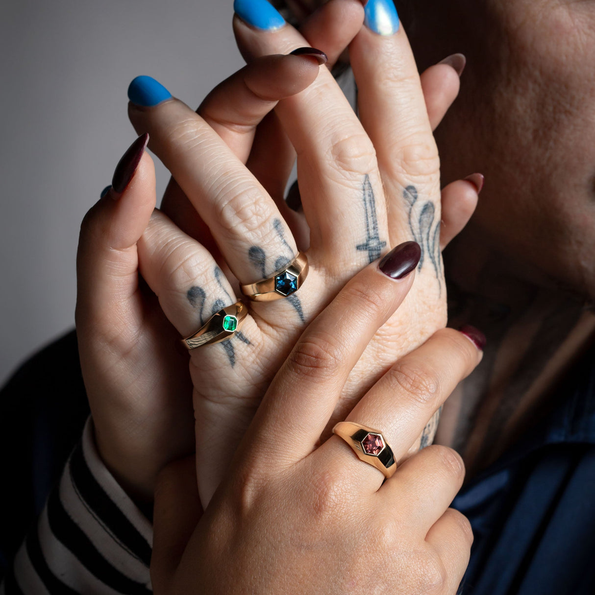 London Blue Topaz Geometric Signet Ring