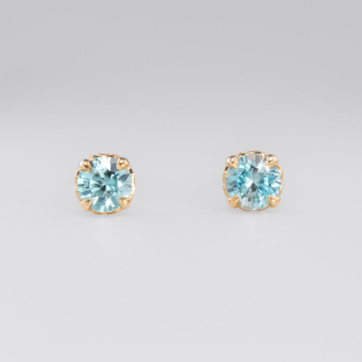 Zircon Moonlight Dewdrop Studs in 9k Yellow Gold