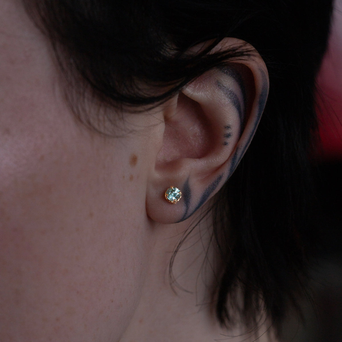 Zircon Moonlight Dewdrop Studs in 9k Yellow Gold