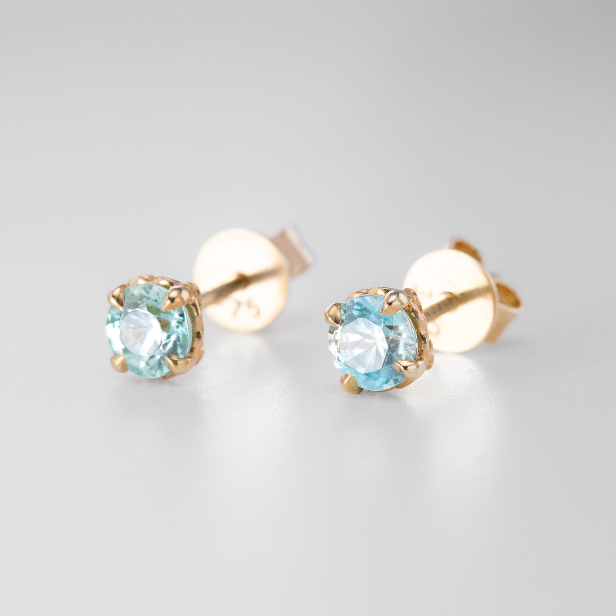 Zircon Moonlight Dewdrop Studs in 9k Yellow Gold