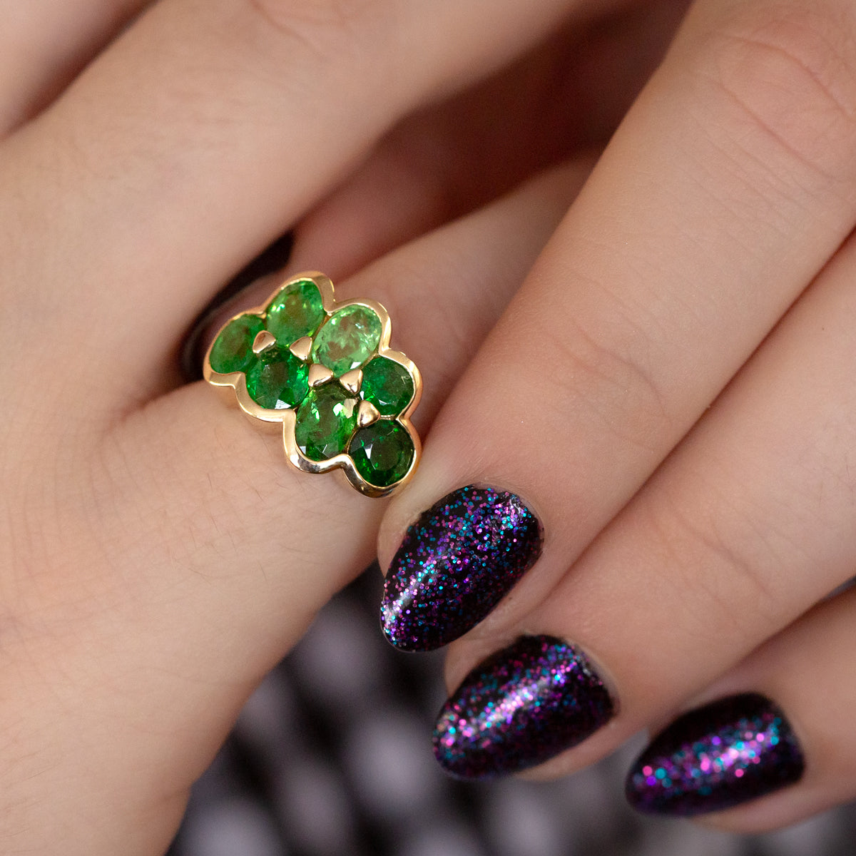 Tsavorite Terrarium Gold Ring