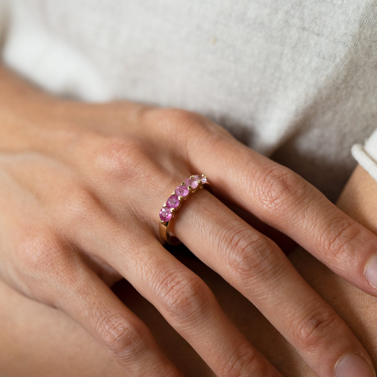 Pink Ombré Sapphire Heart Claw Ring