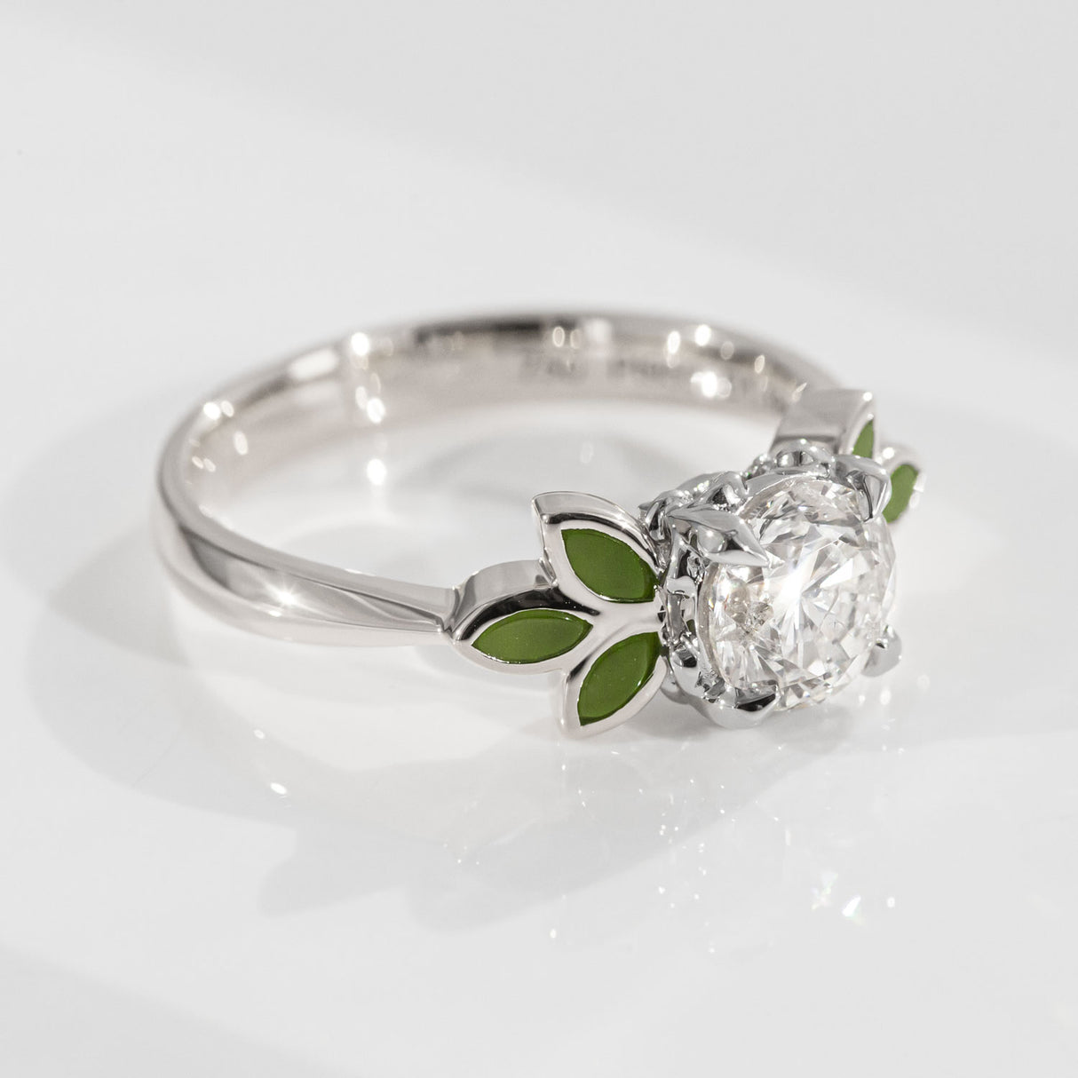 Pounamu Blossom Wreath and 1.0 carat Diamond Ring