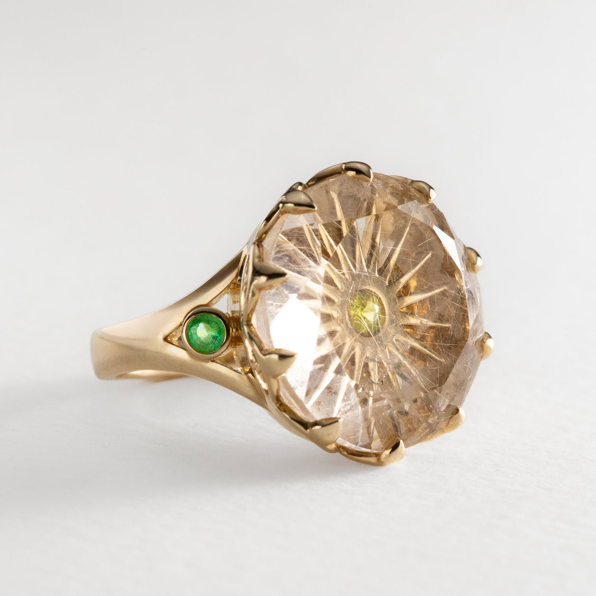 Rutile & Sphene Sunburst Ring