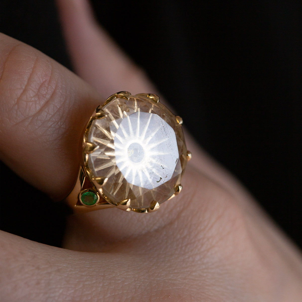 Rutile & Sphene Sunburst Ring