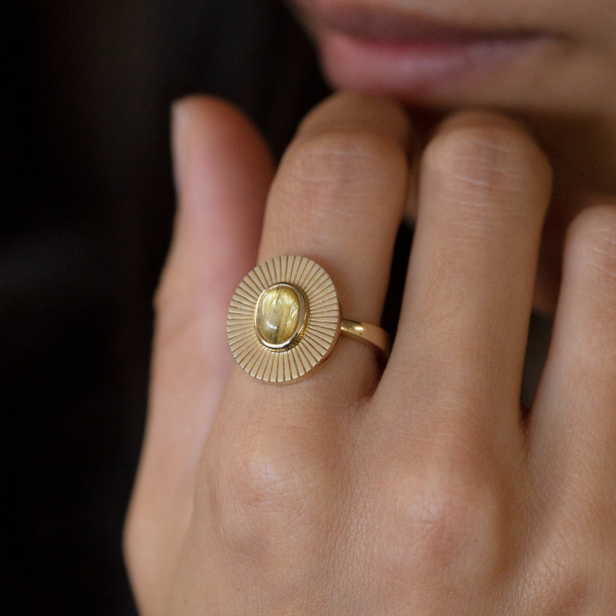 Rutile Quartz Sundial Ring