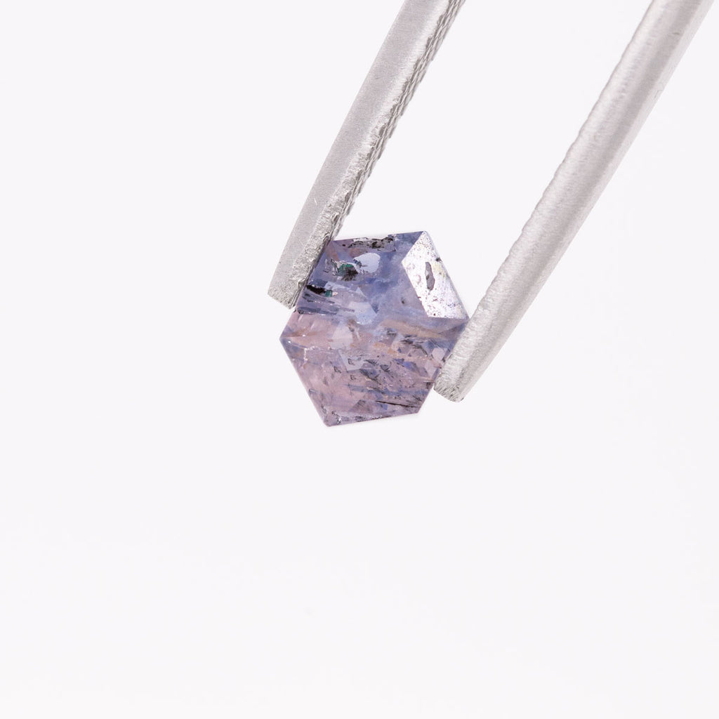 Icy Lilac Salt and Pepper Sapphire Hexagonal cut 1.16 carats