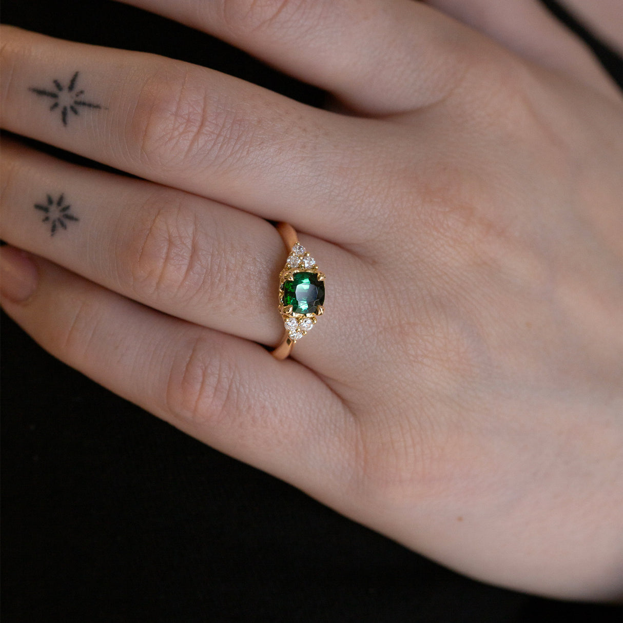 Teal Tourmaline Beetle Ring