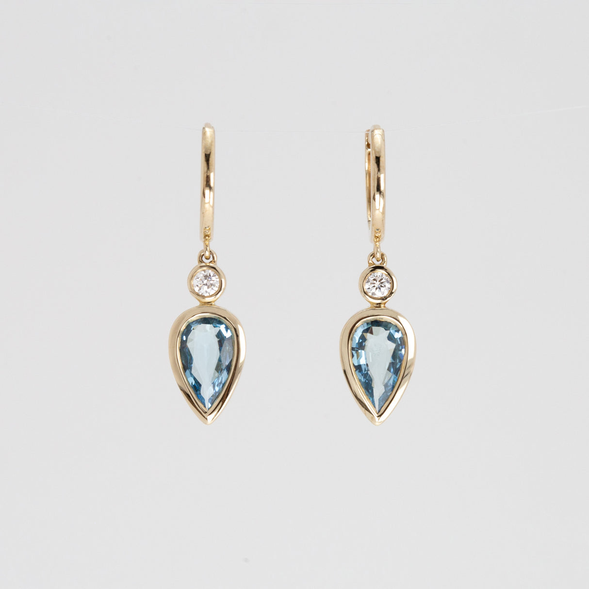 Theia's Tears Aquamarine and Diamond Drop Earrings