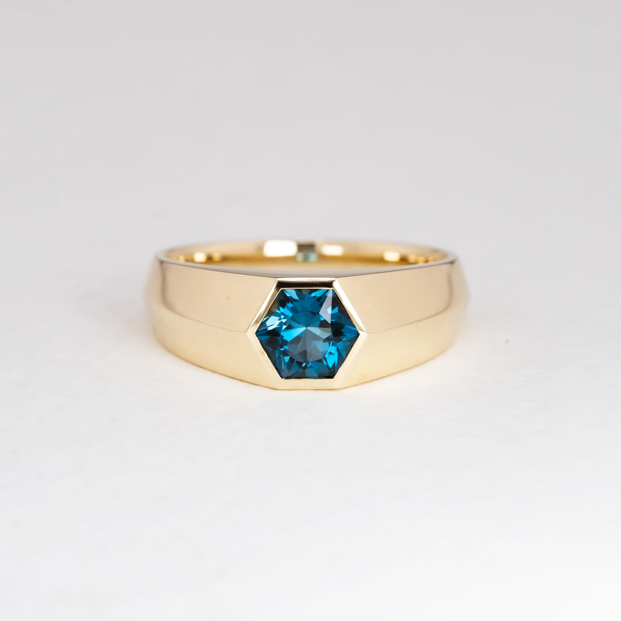 London Blue Topaz Geometric Signet Ring