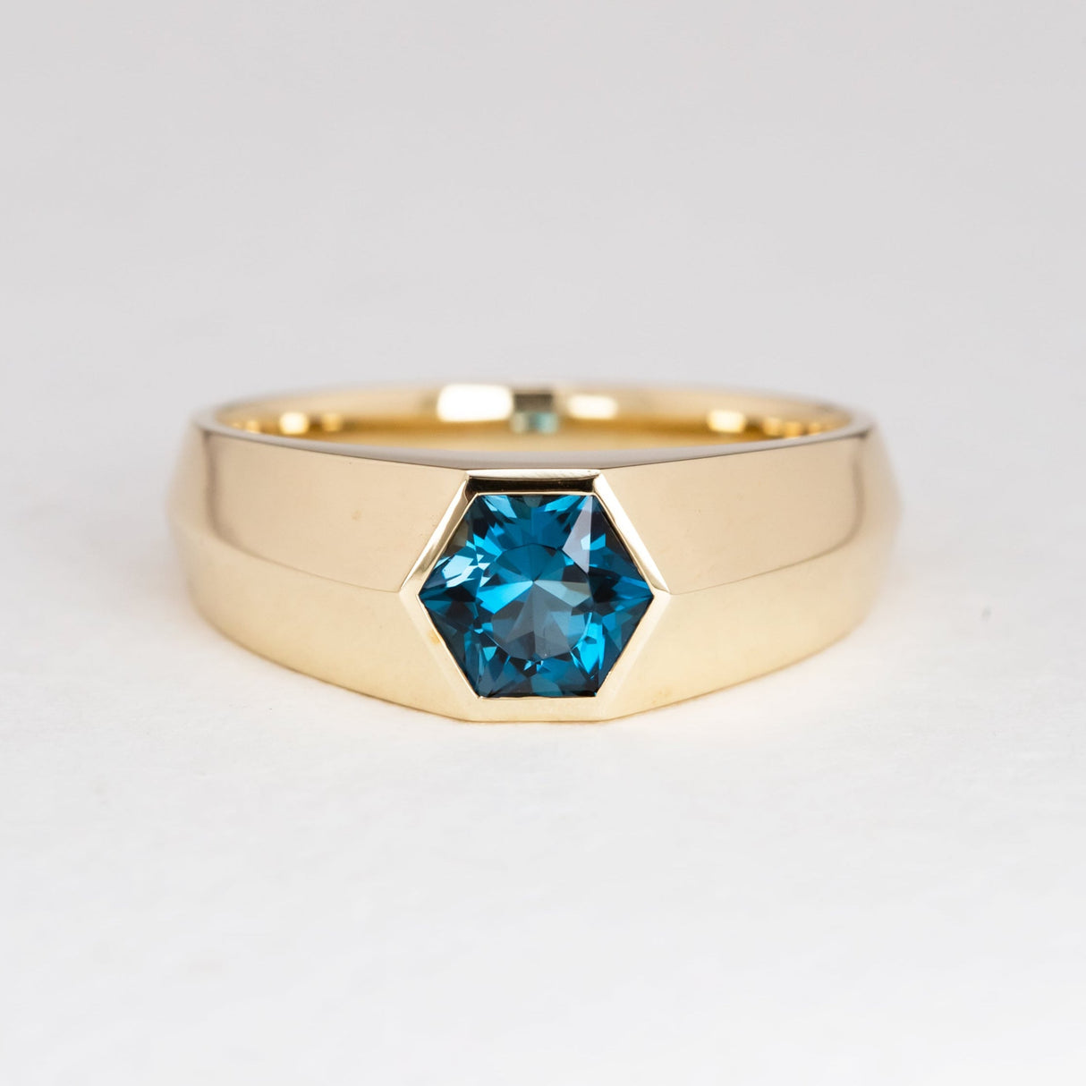 London Blue Topaz Geometric Signet Ring