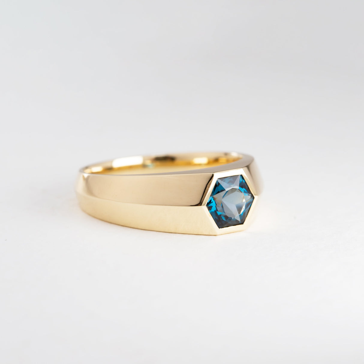 London Blue Topaz Geometric Signet Ring