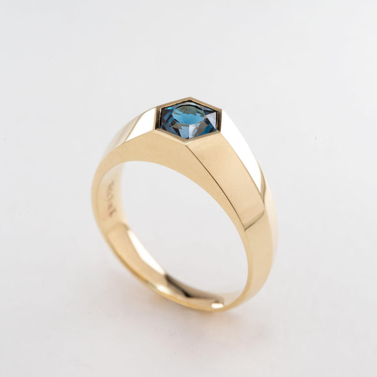 London Blue Topaz Geometric Signet Ring