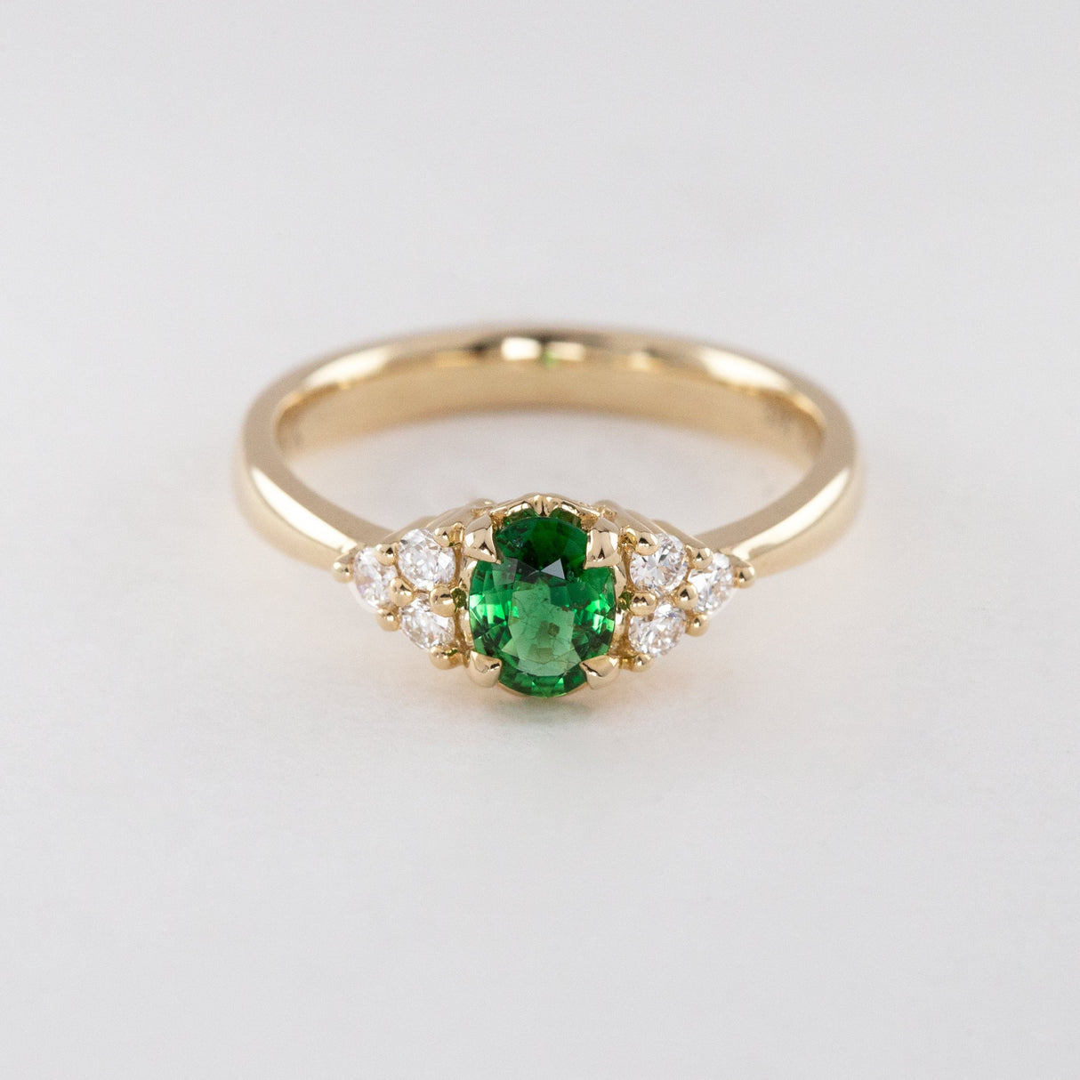 Frosted Zinnia Ring with Tourmaline & Diamonds