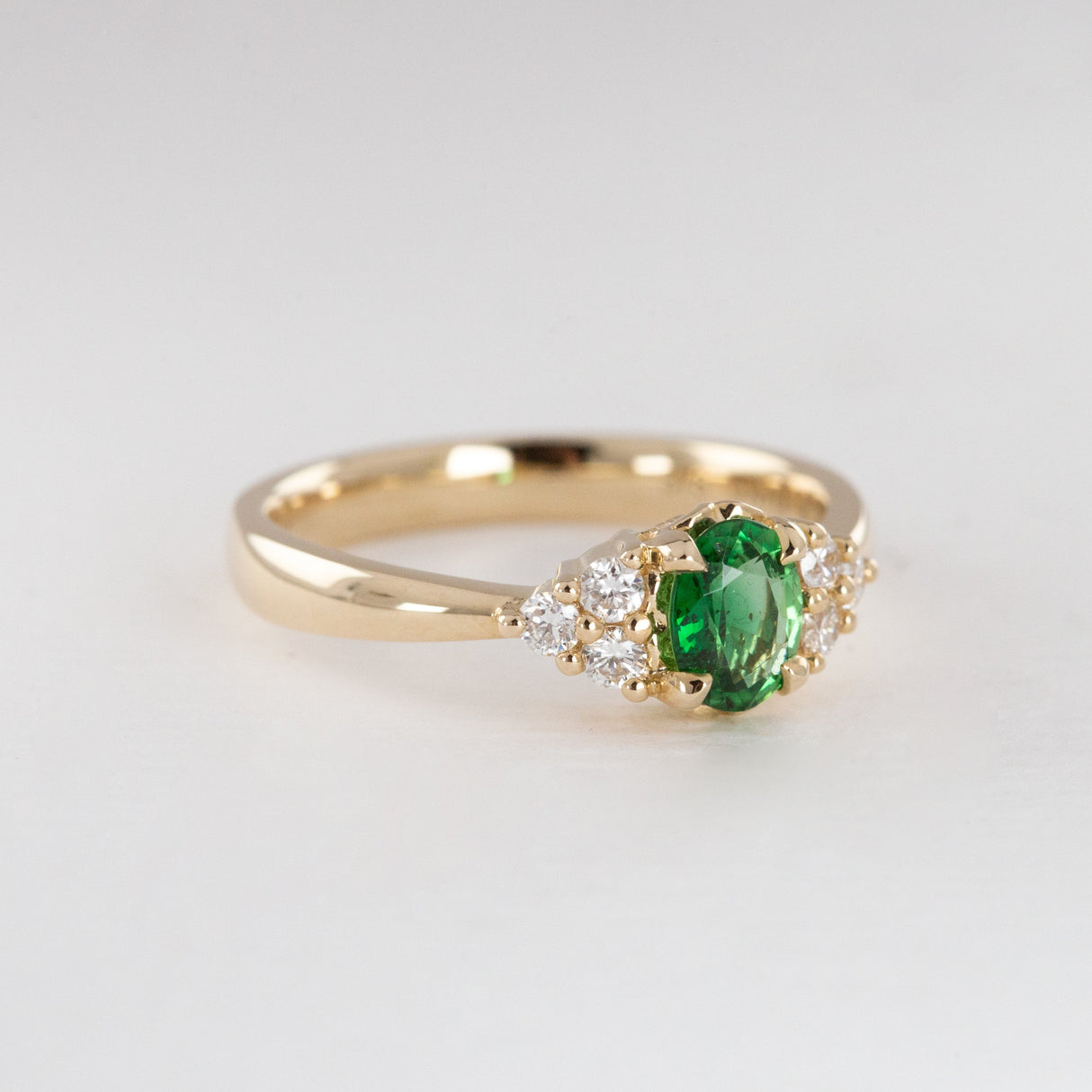 Frosted Zinnia Ring with Tourmaline & Diamonds