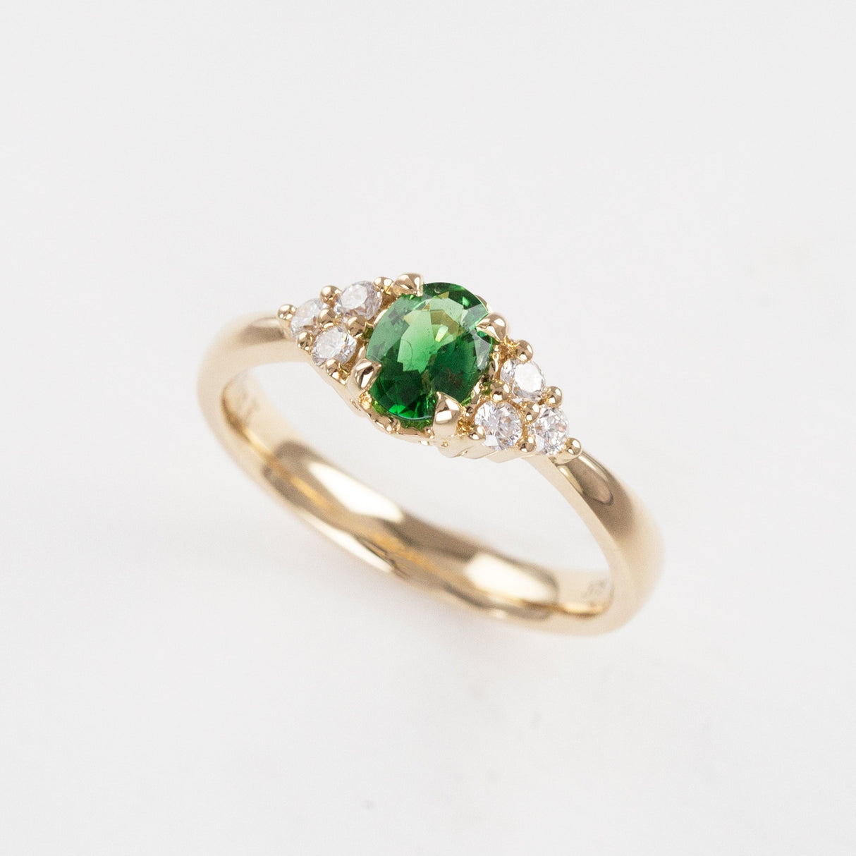 Frosted Zinnia Ring with Tourmaline & Diamonds