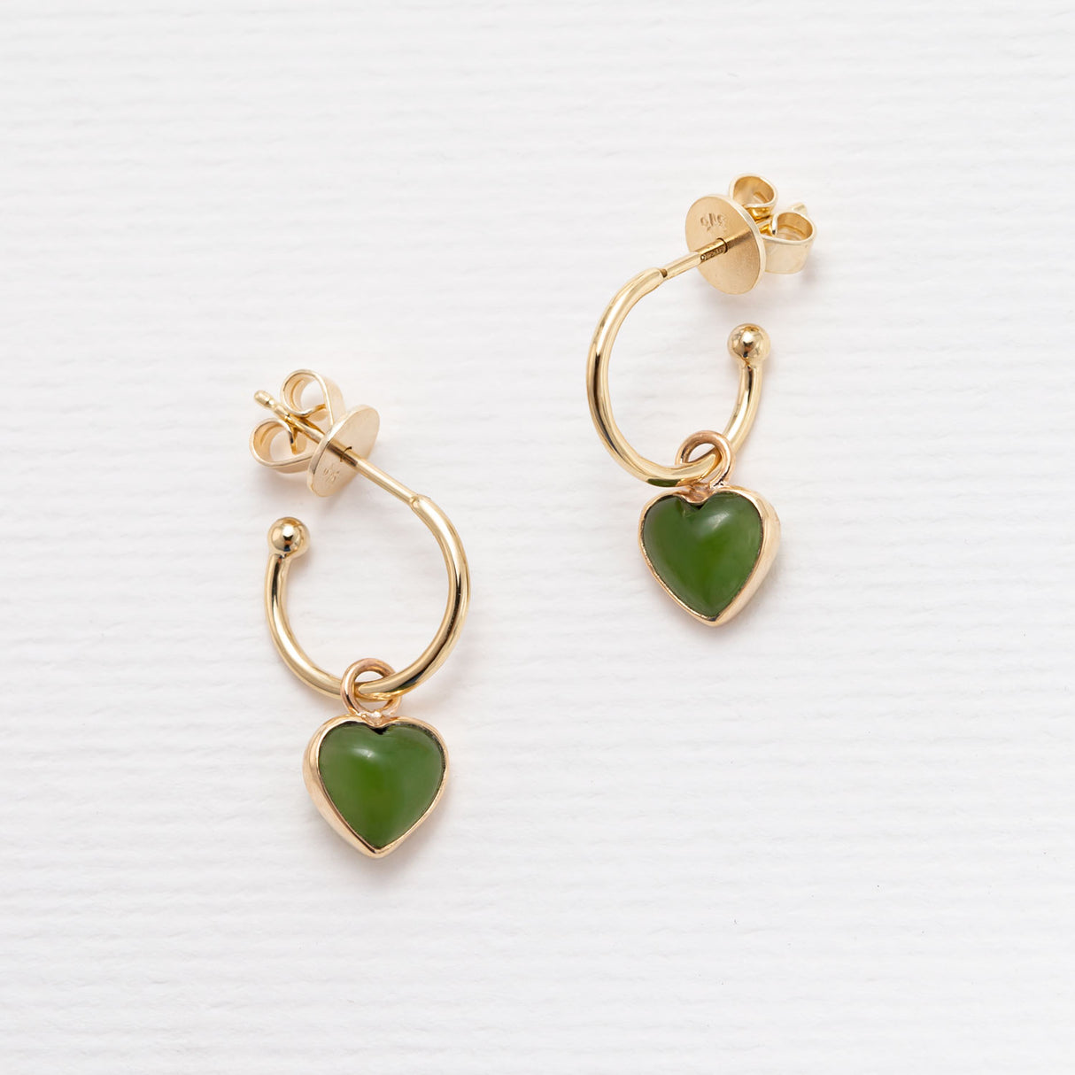 Gold Pounamu Heart Hoop Earrings
