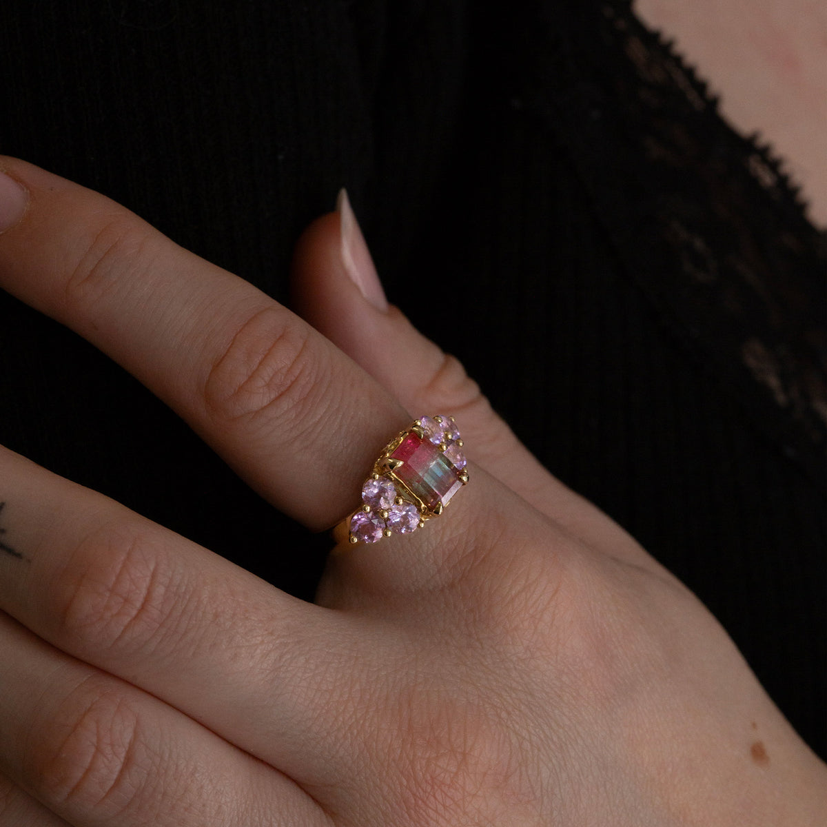 Violet Queen Watermelon Tourmaline Ring