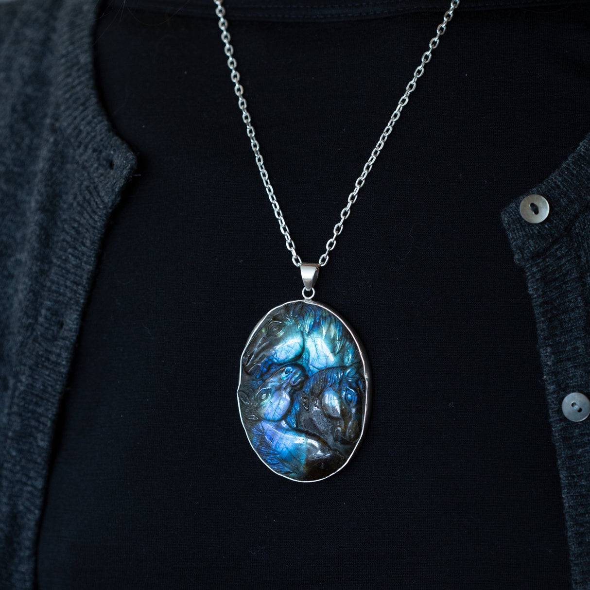 Labradorite Wild Horses Pendant