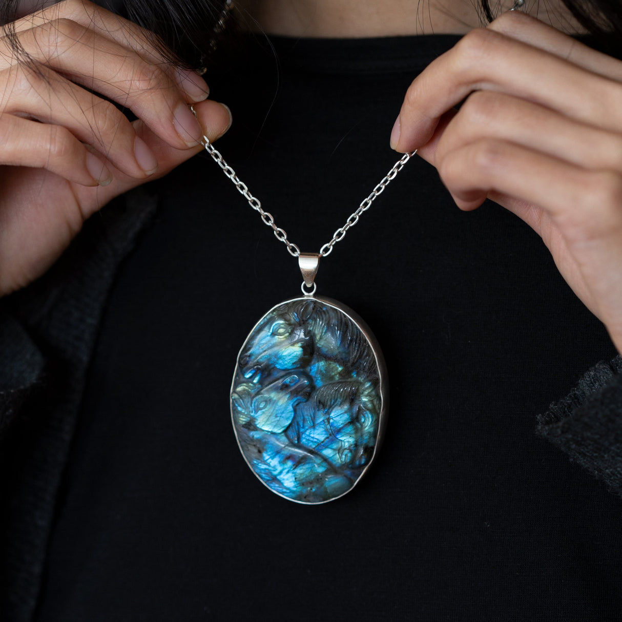 Labradorite Wild Horses Pendant