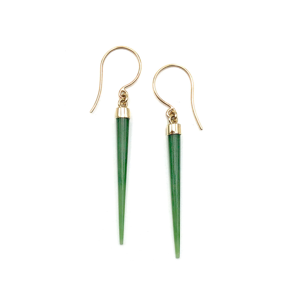 9 carat Gold Pounamu Icicle Earrings
