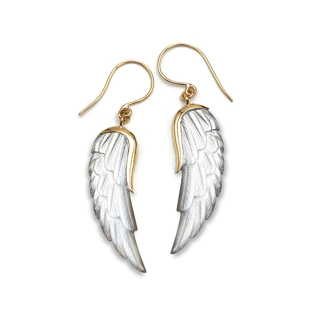 9 carat Gold Mother of Pearl Wing Earrings