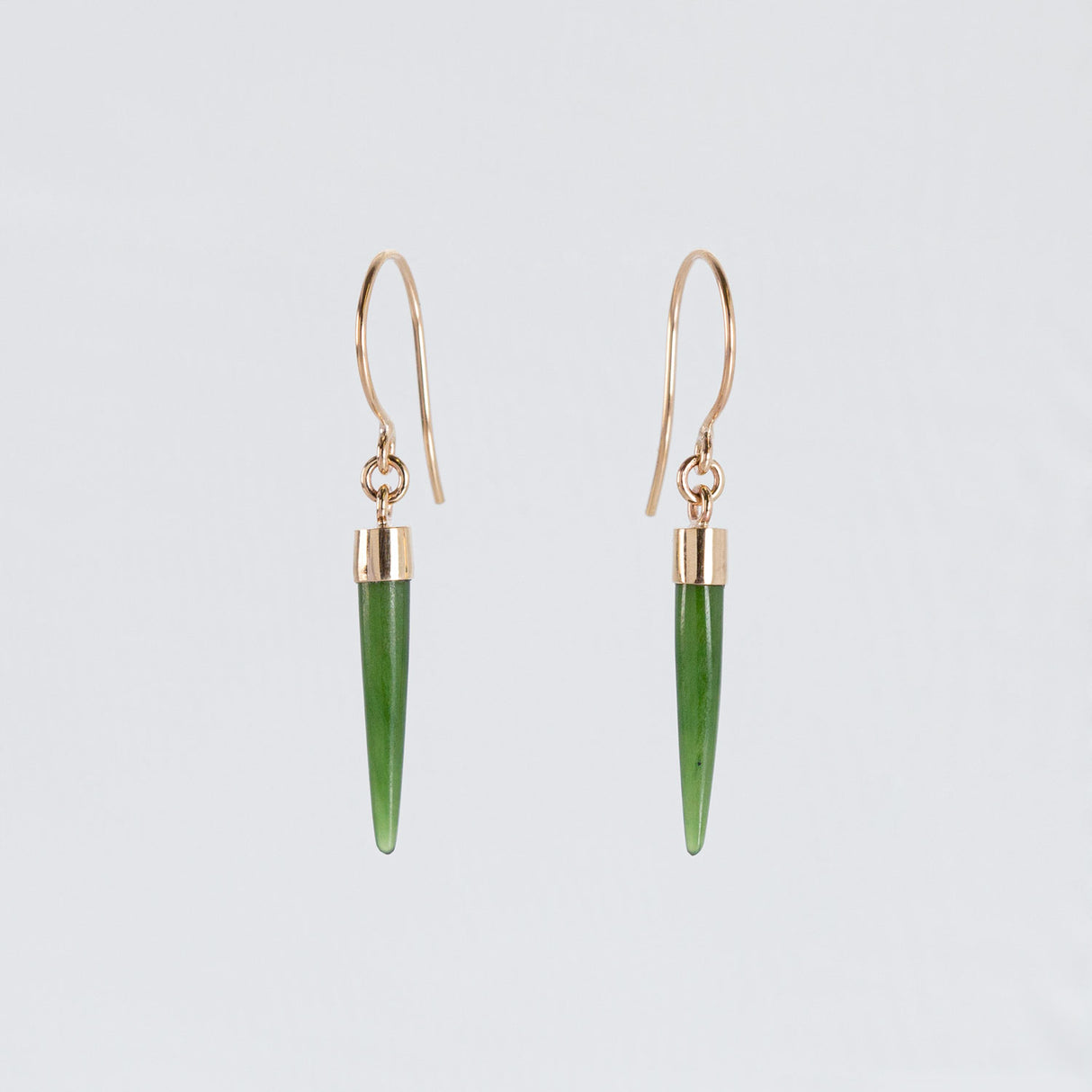 Gold Pounamu Skinny Point Earrings