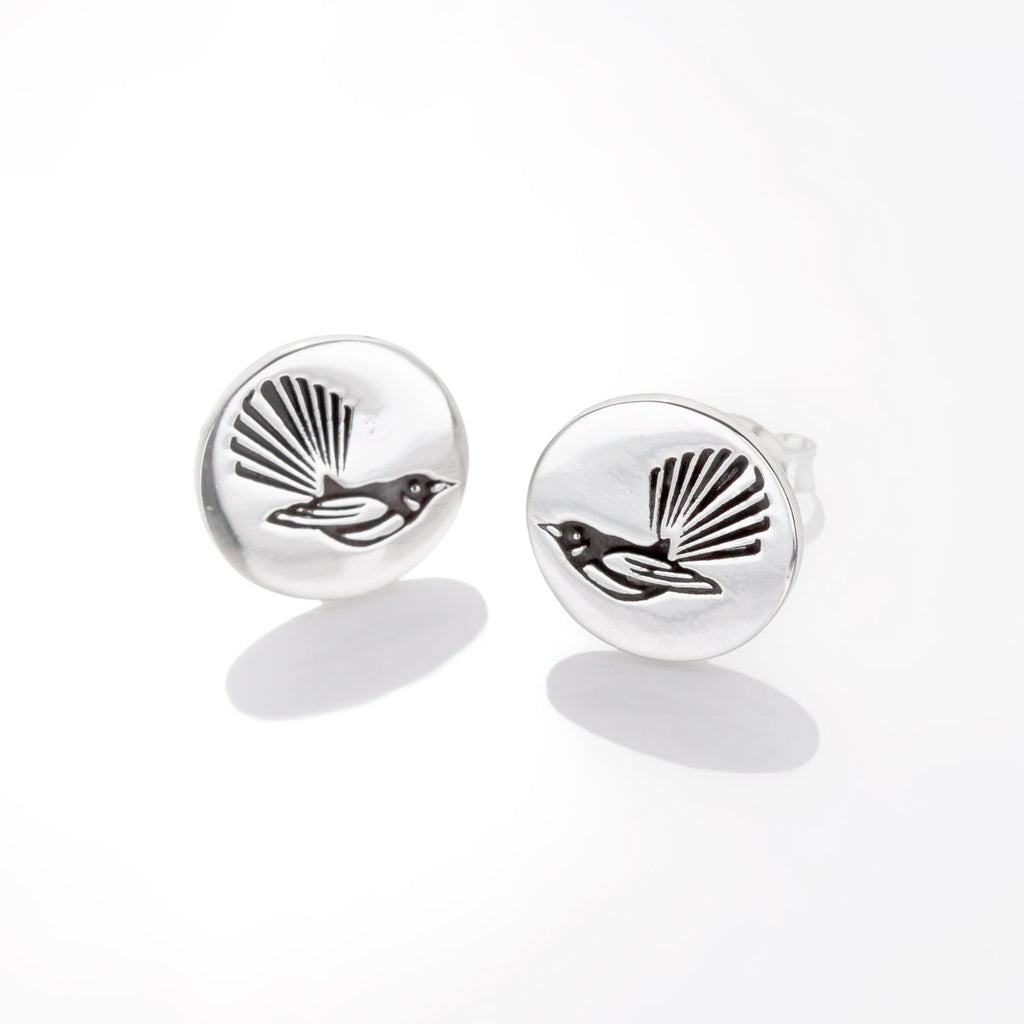 Fantail Disc Studs in Sterling Silver