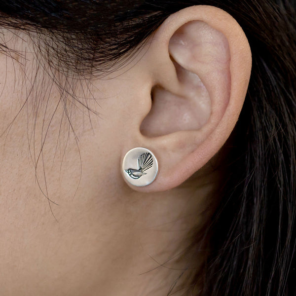Fantail Disc Studs in Sterling Silver