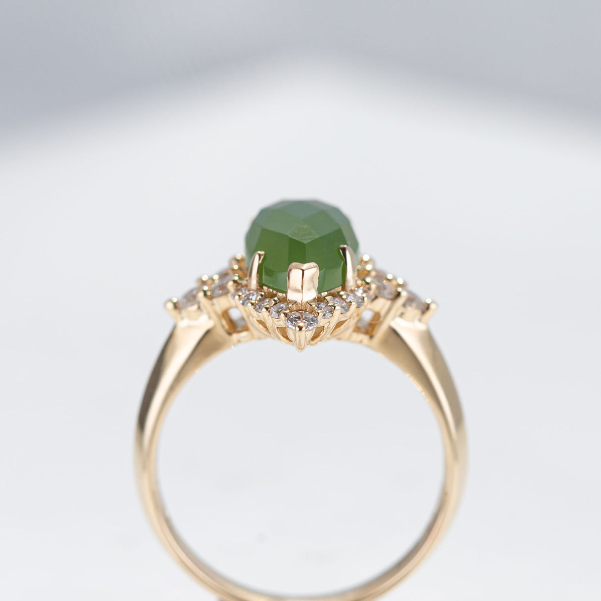 Pounamu Marquise and Diamond Starlight ring in Yellow Gold or Platinum