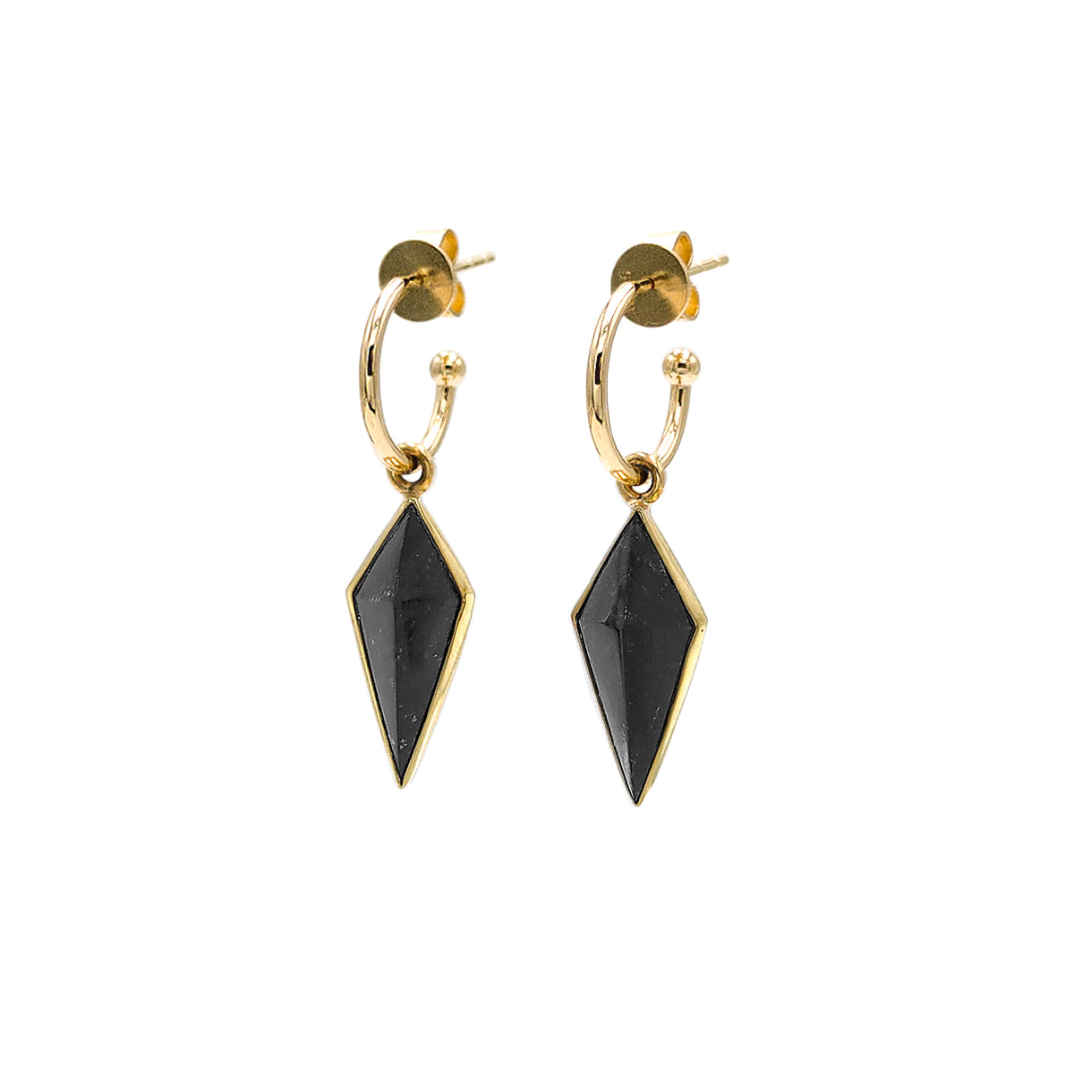 Gold Black Pounamu Pinnacle Earrings