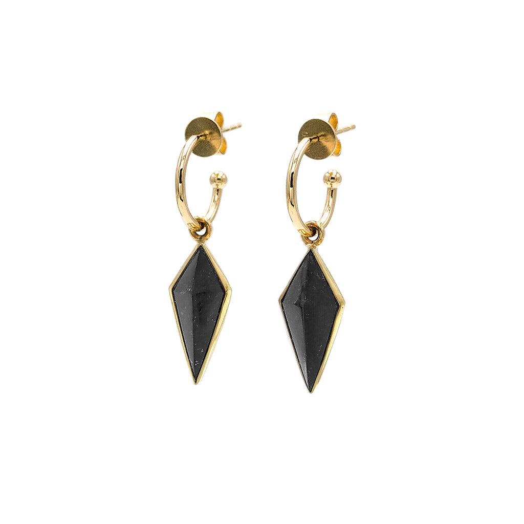 14 carat Gold Black Pounamu Pinnacle Earrings