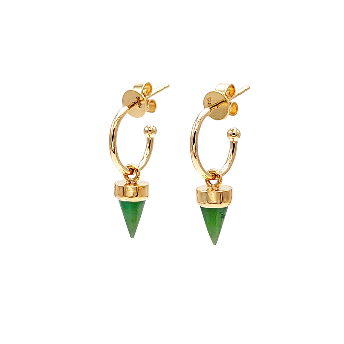 Gold Pounamu Tiny Point Earrings