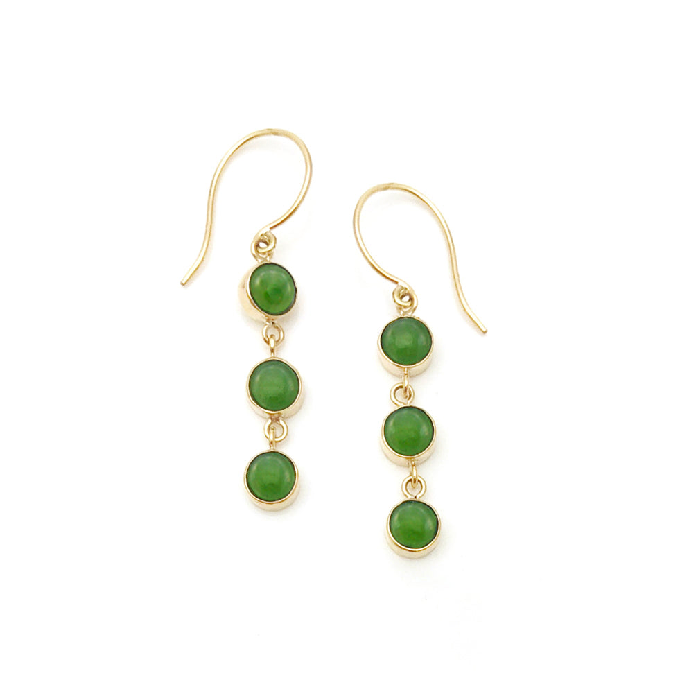 9 carat Gold Pounamu 3 Muses Earrings