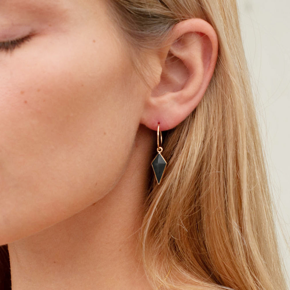 Gold Black Pounamu Pinnacle Earrings