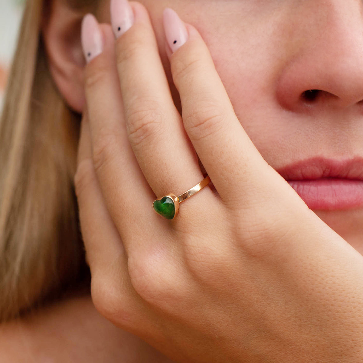 14 carat Gold Pounamu Heart ring