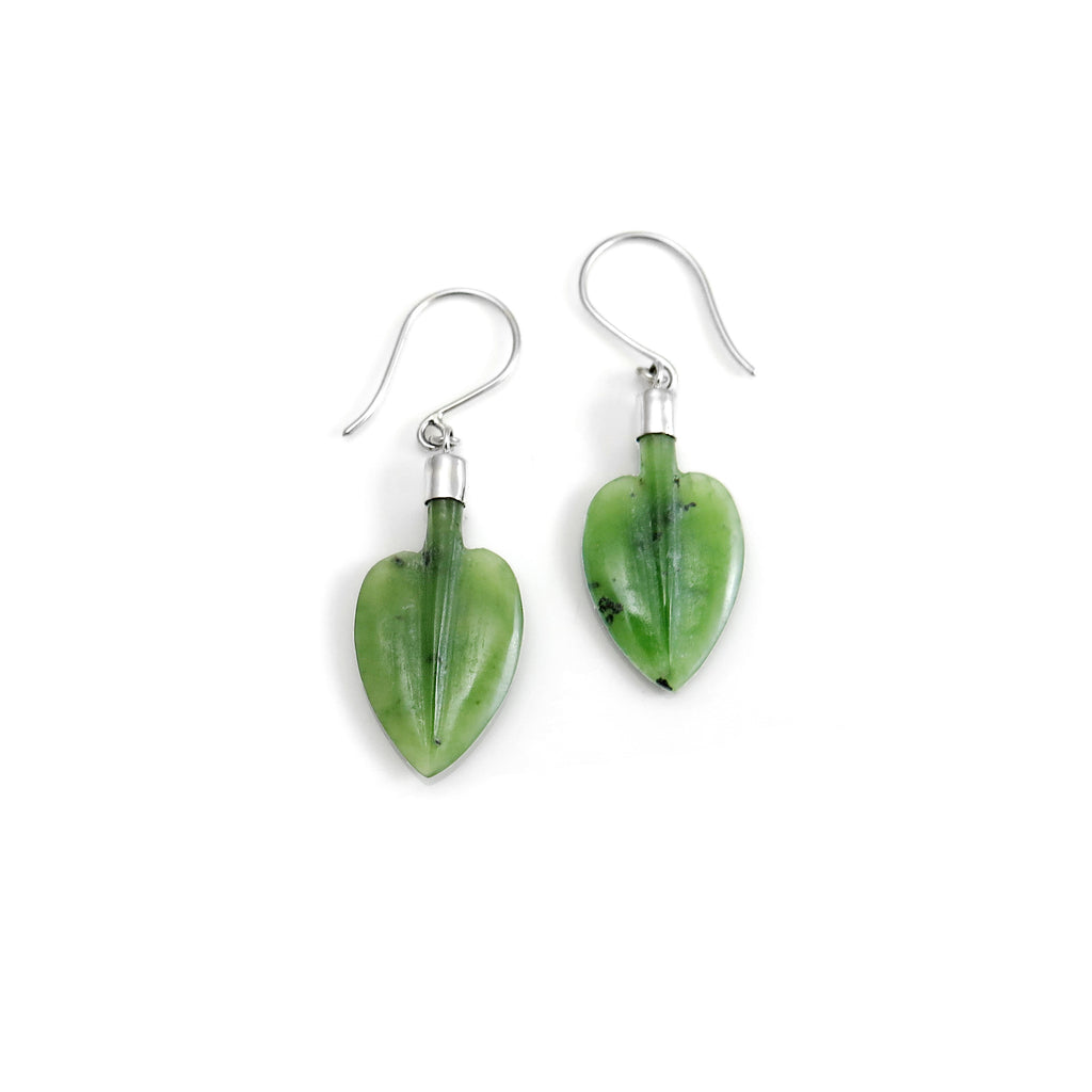 Pounamu Pohutukawa Leaf earrings