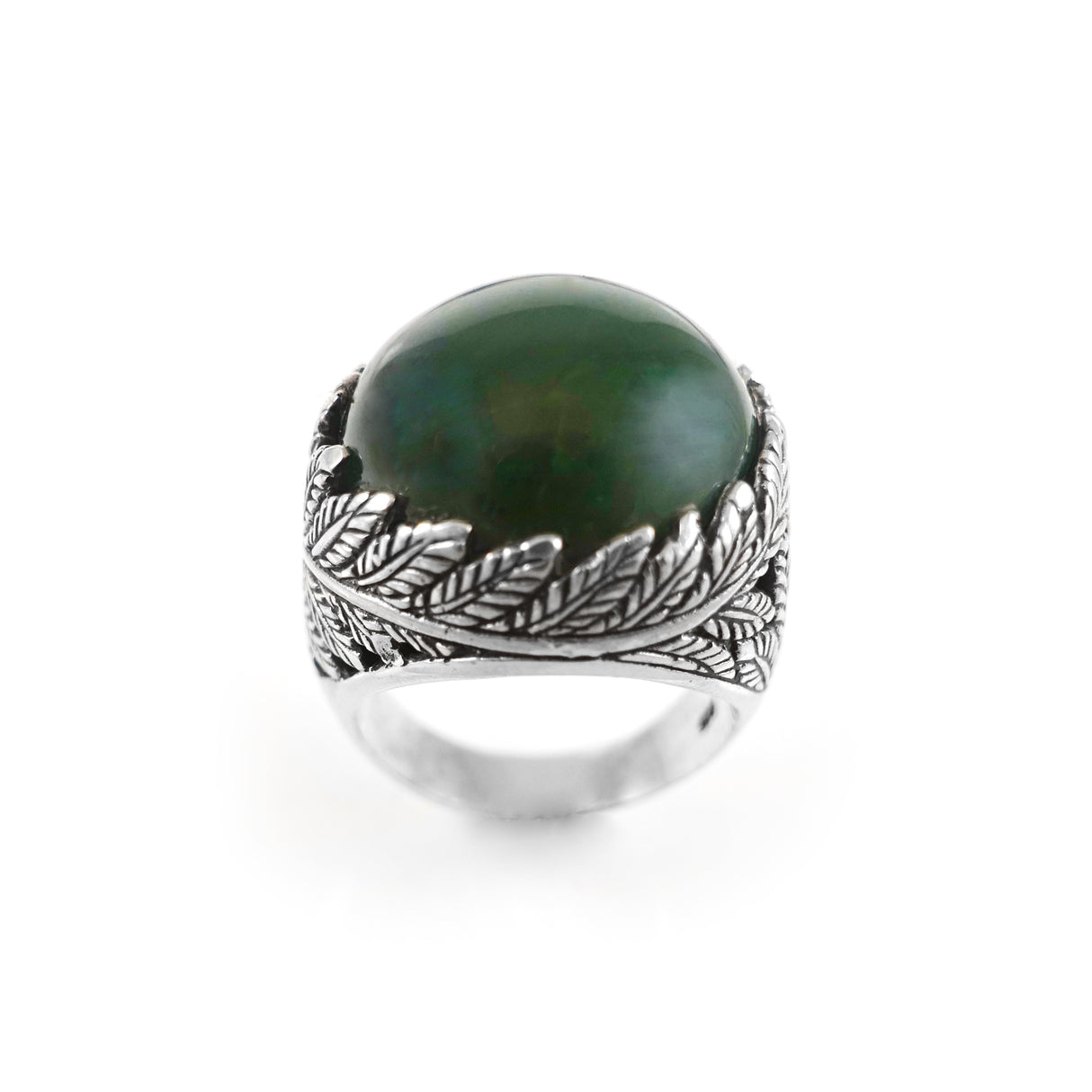 Twin Fern Ring with Pounamu