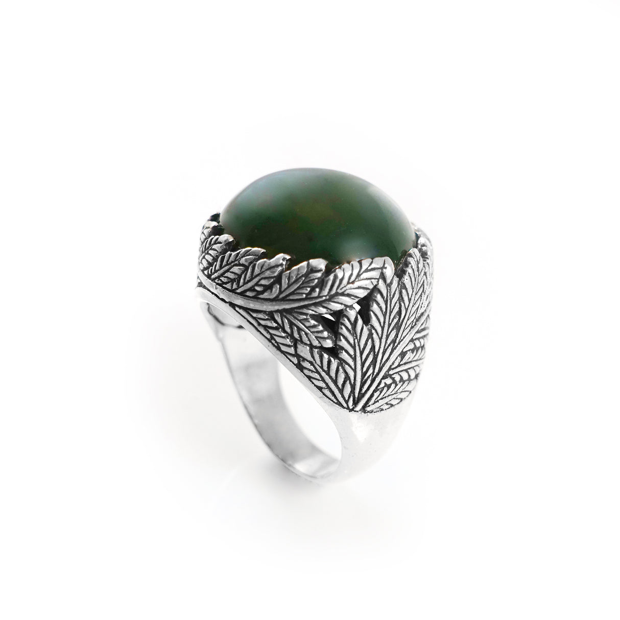 Twin Fern Ring with Pounamu