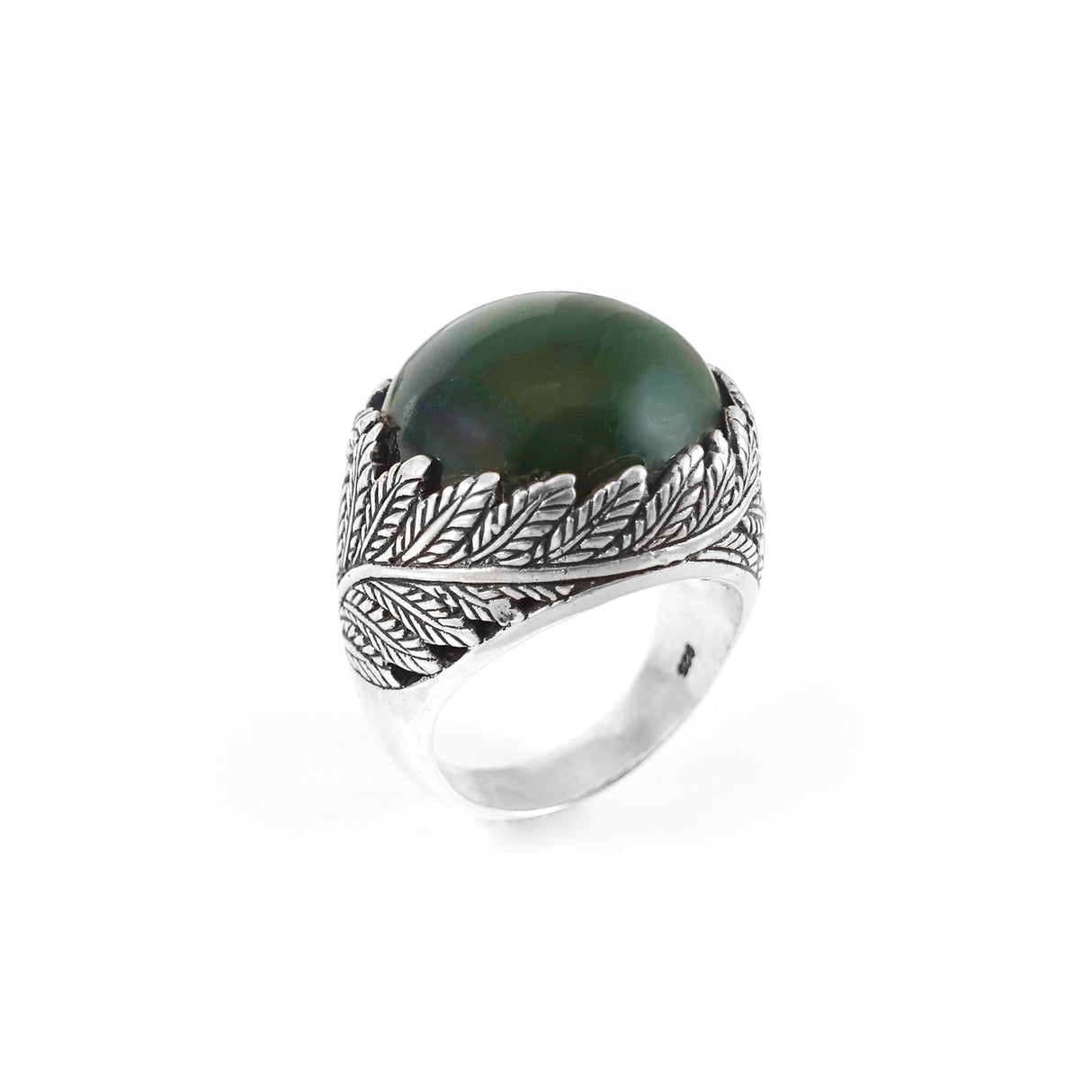 Twin Fern Ring with Pounamu