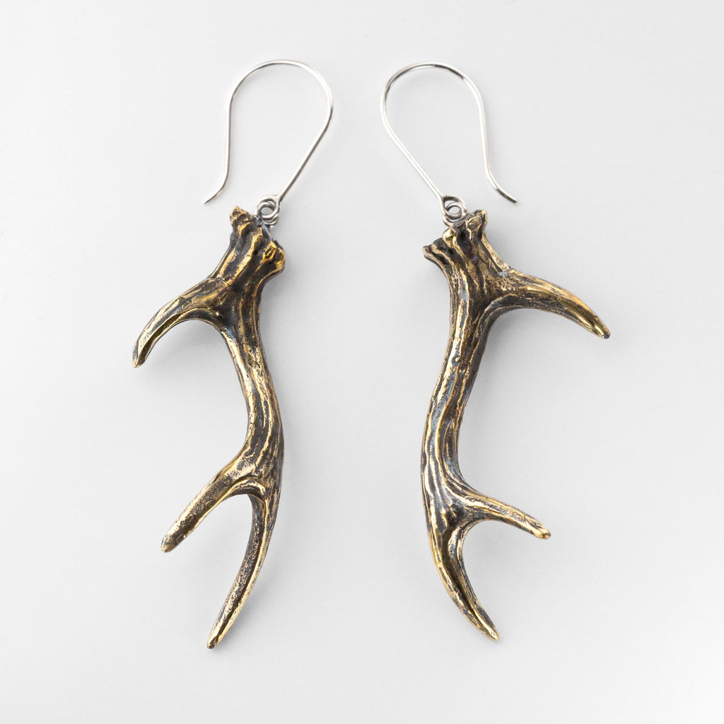 Brass Stag Antler Earrings