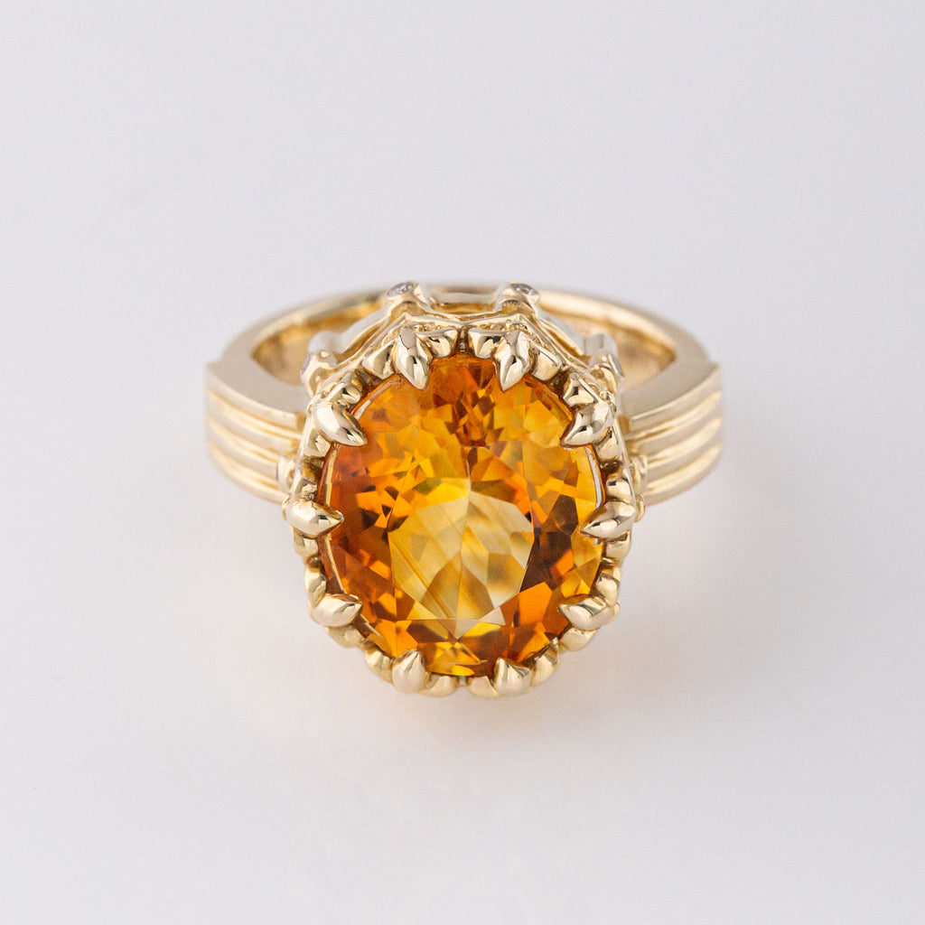 6.80 carat Citrine Royal Diadem ring with Diamonds in 9 carat Gold