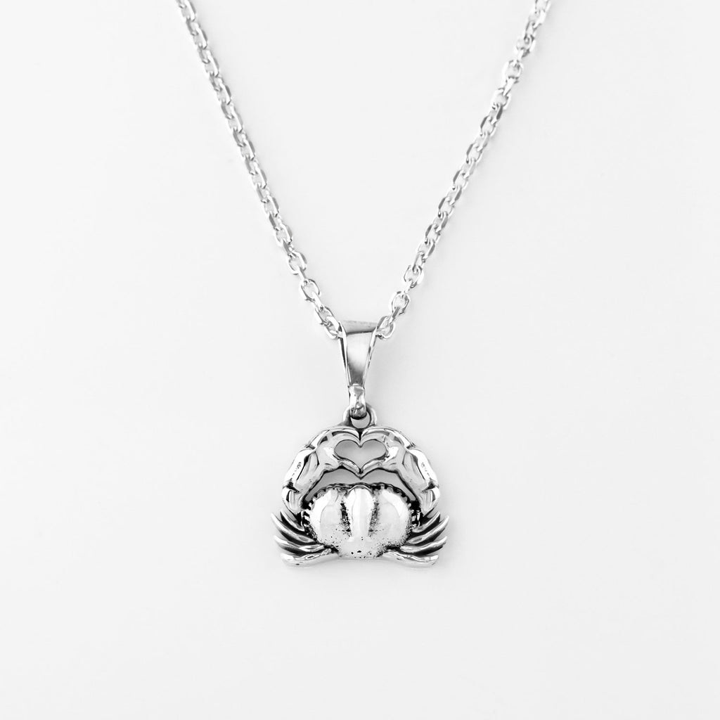 Crab Romance Charm necklace in Sterling Silver
