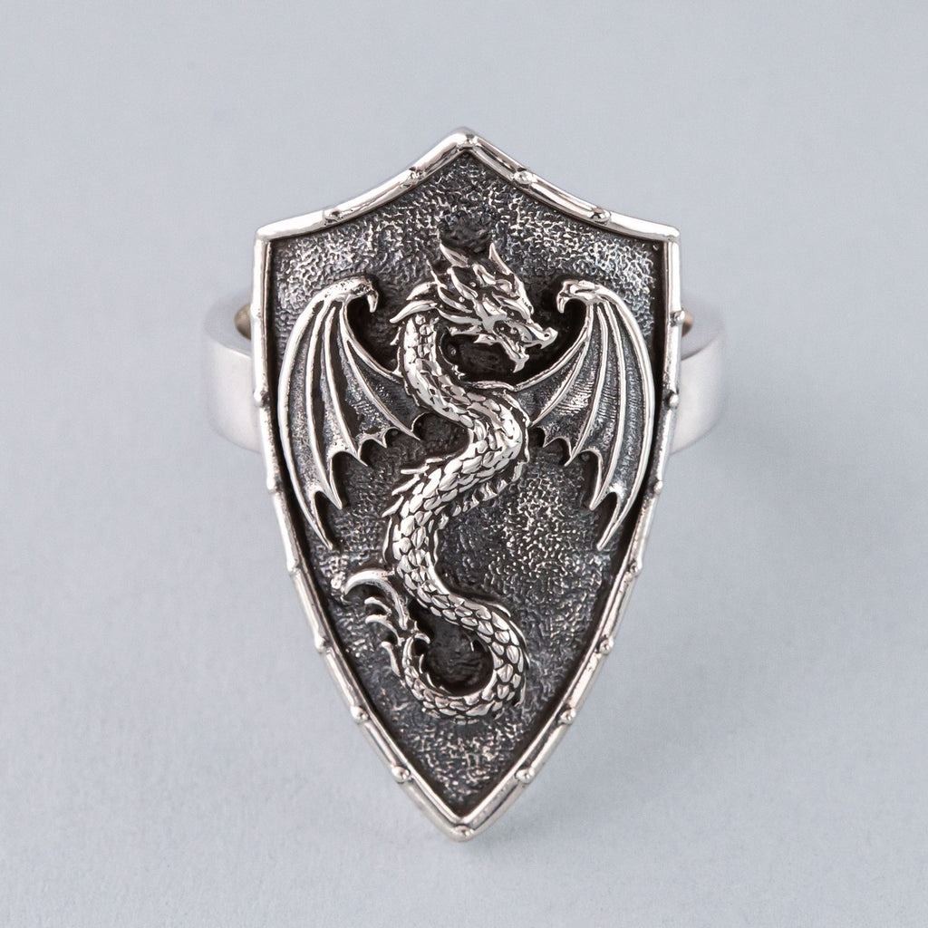 Dragon Shield ring in Sterling Silver