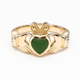 Pounamu Claddagh Gold Ring