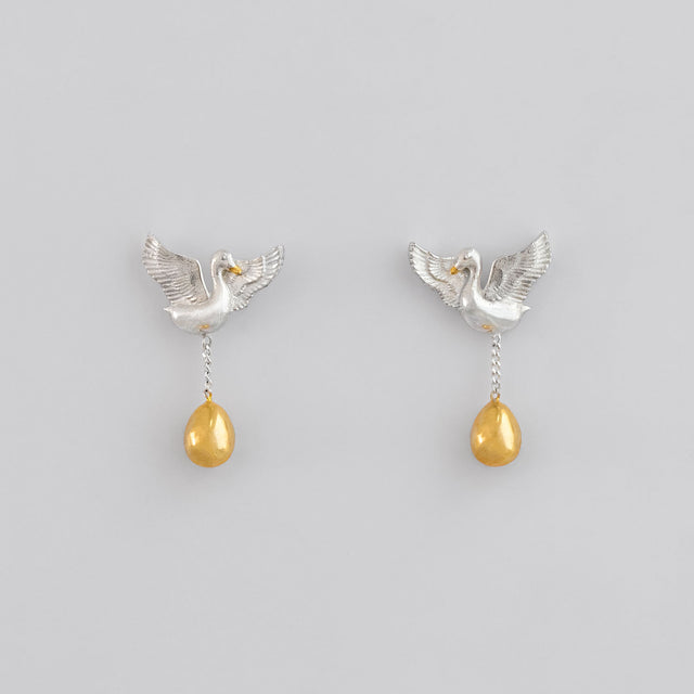 Golden Goose Stud Earrings in Sterling Silver – Nick Von K