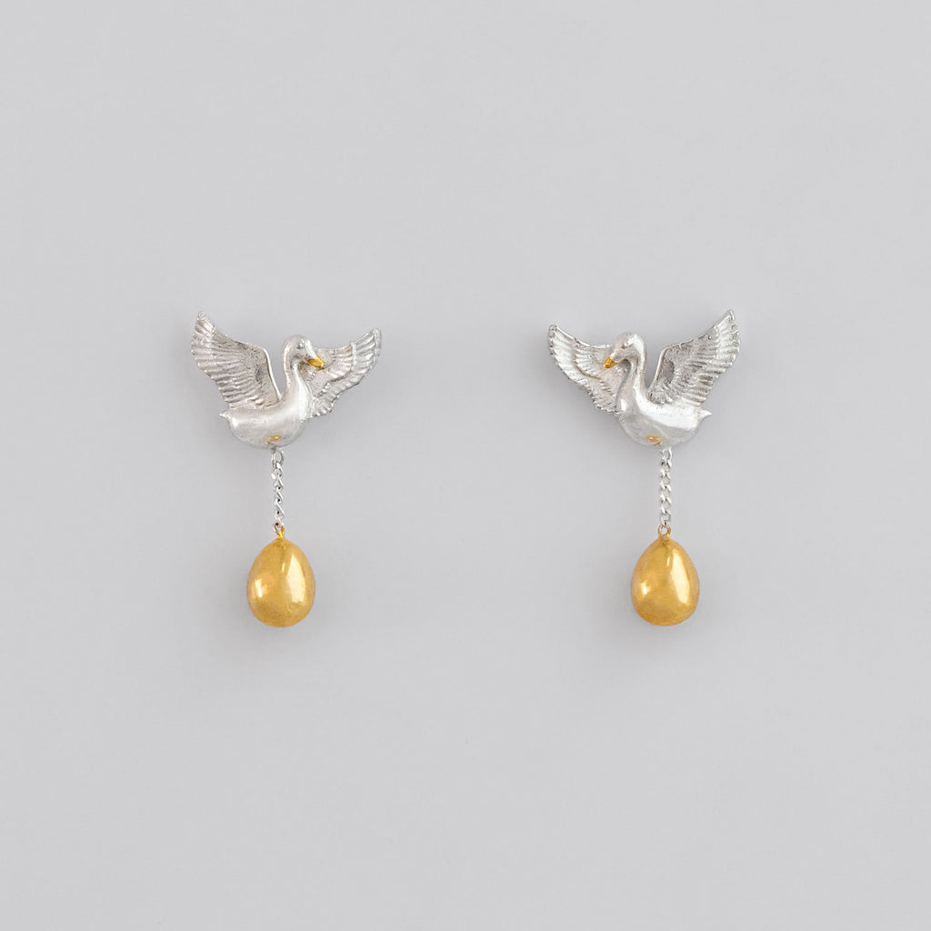 Golden Goose Stud Earrings in Sterling Silver