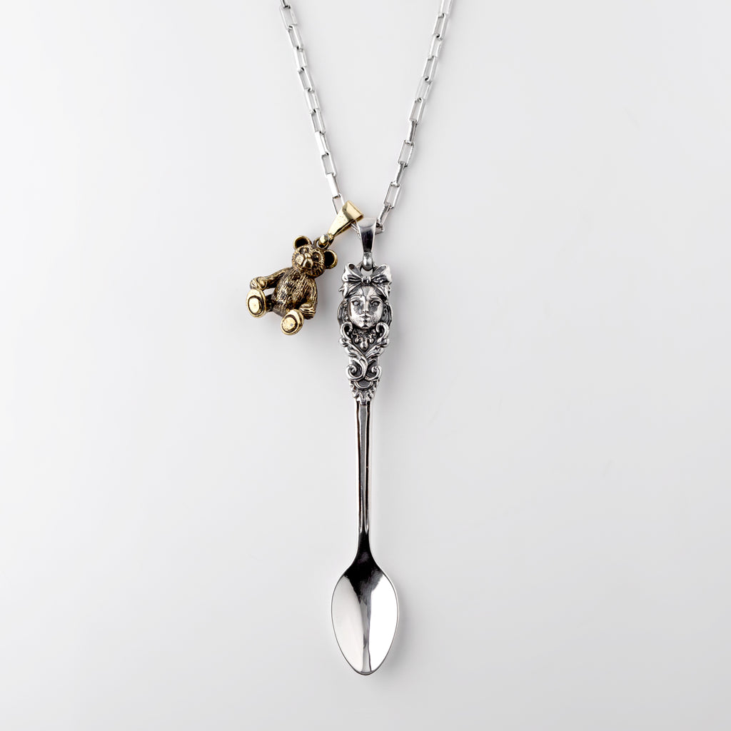 Goldilocks Spoon Pendant in Brass and Sterling Silver